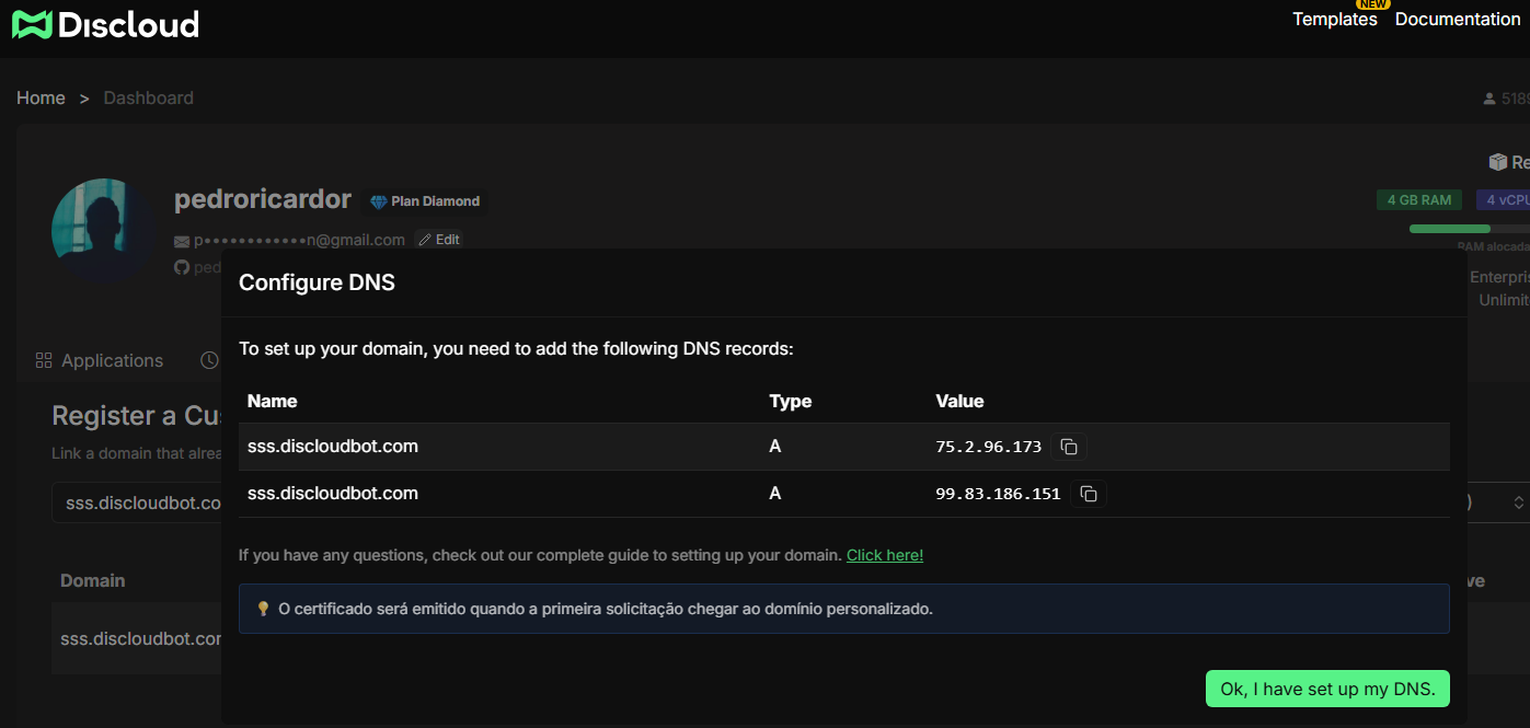 List of A records showing 75.2.96.173 and 99.83.186.151