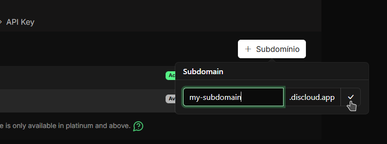 Add Subdomain button